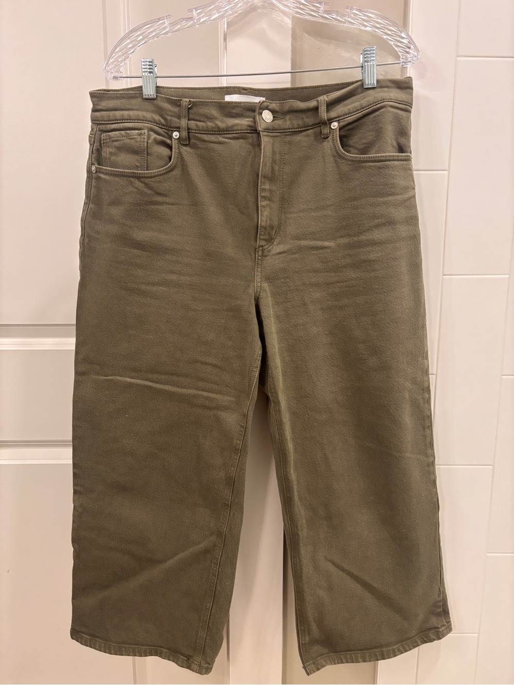 LOFT Olive Green Wide-Leg Jeans